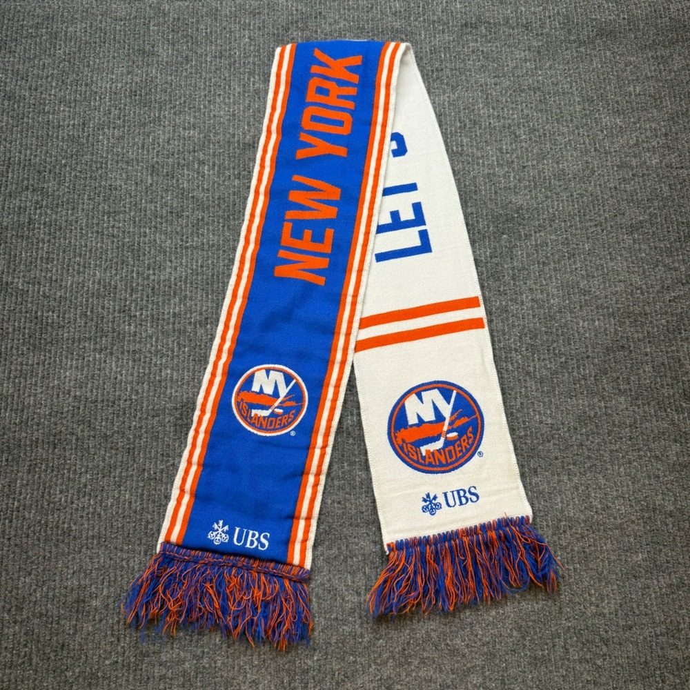 New York Islanders NHL Hockey Scarf Blue Orange White UBS Fringed Fan Gear